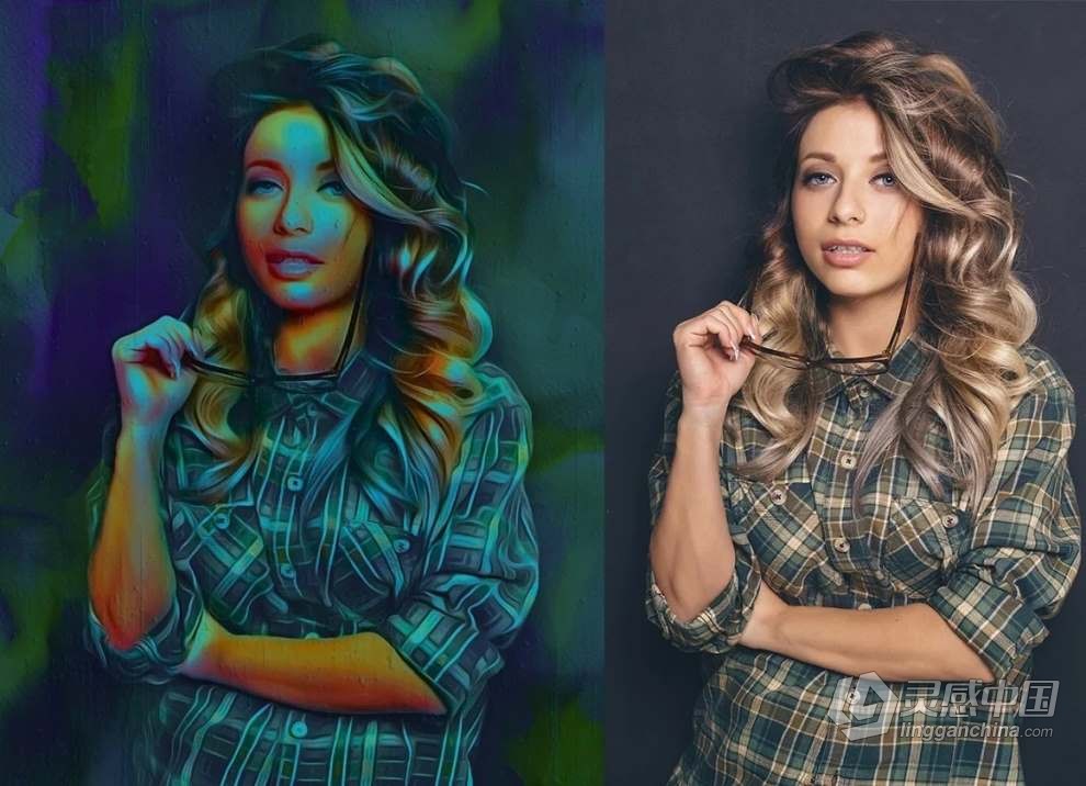 照片转动态细腻油画插画效果PS动作 Dynamic Oil Painting Effect  灵感中国网 www.lingganchina.com