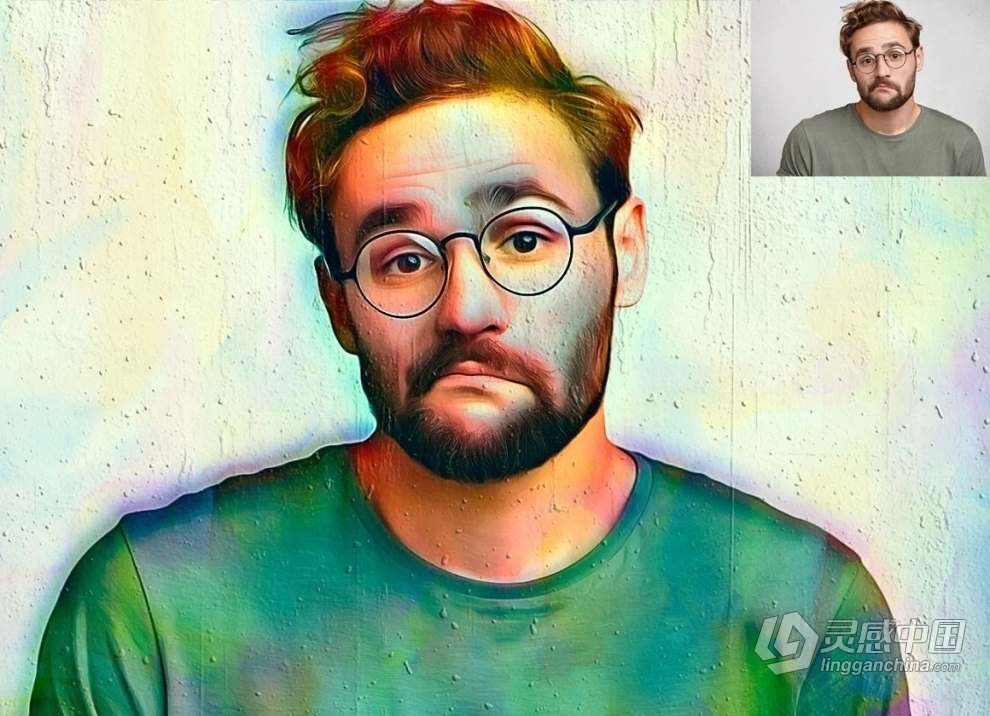 照片转动态细腻油画插画效果PS动作 Dynamic Oil Painting Effect  灵感中国网 www.lingganchina.com