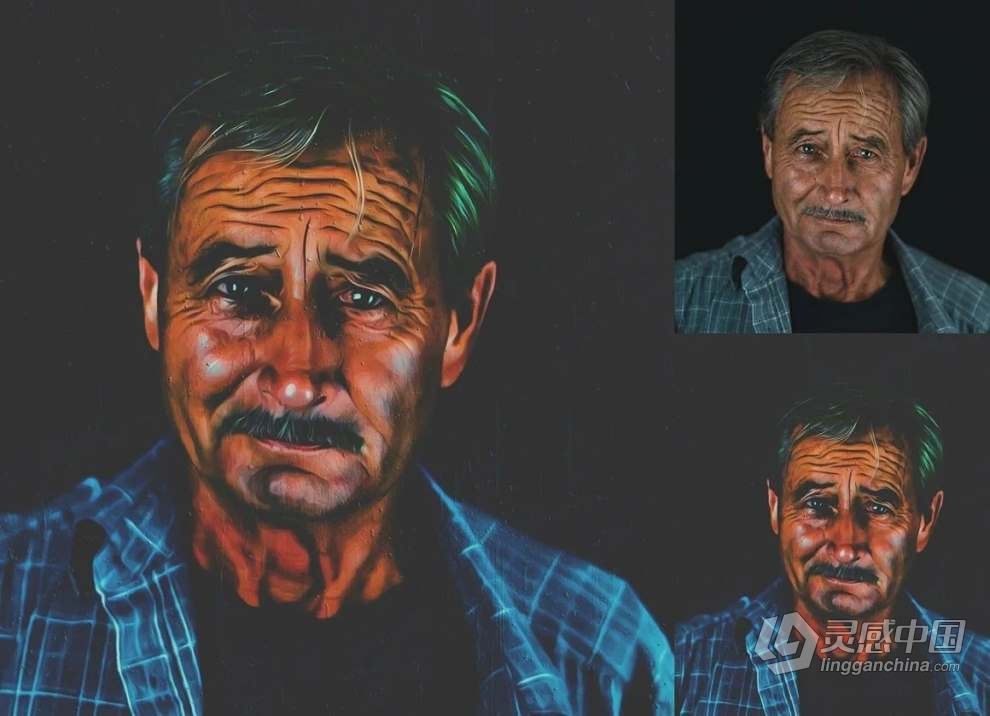 照片转动态细腻油画插画效果PS动作 Dynamic Oil Painting Effect  灵感中国网 www.lingganchina.com