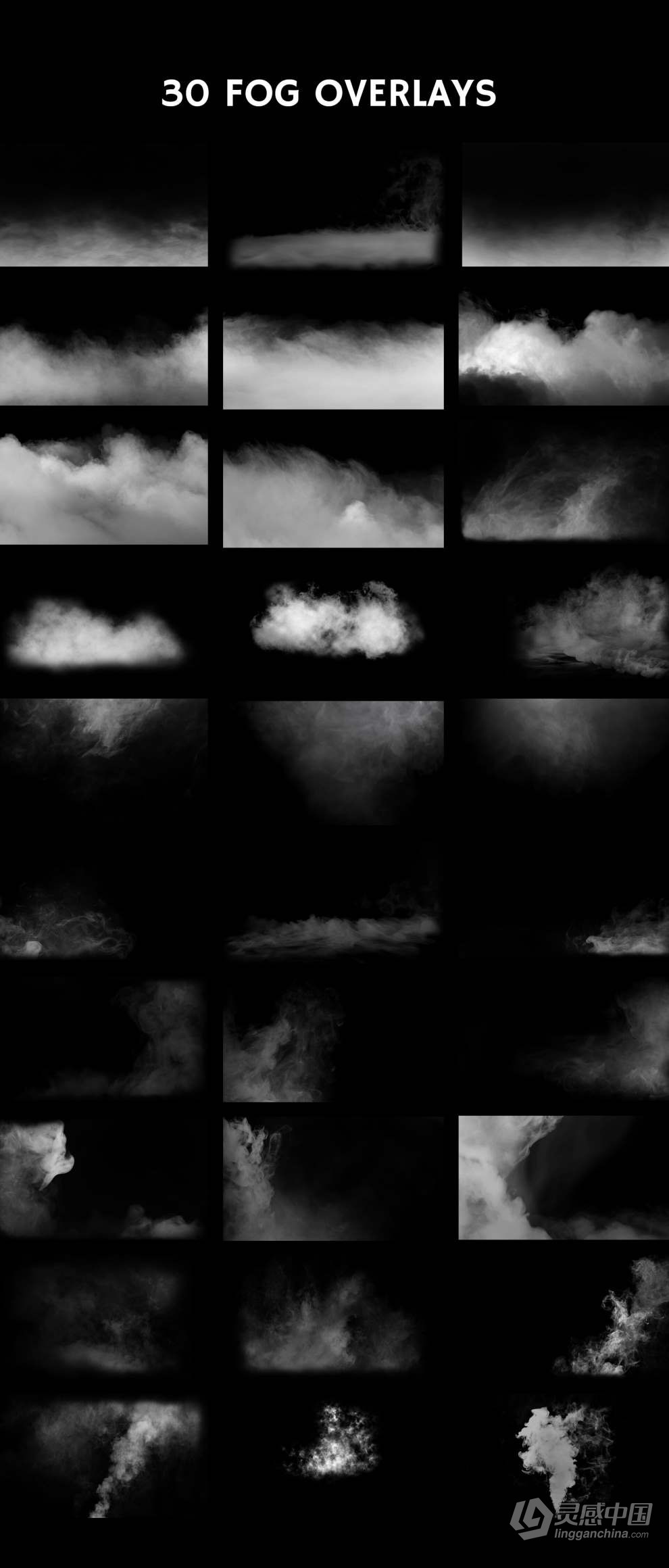 30张晨雾浓雾薄雾朦胧雾气照片叠加图片素材+PS动作 30 Fog Photo Overlays 2.0  灵感中国网 www.lingganchina.com