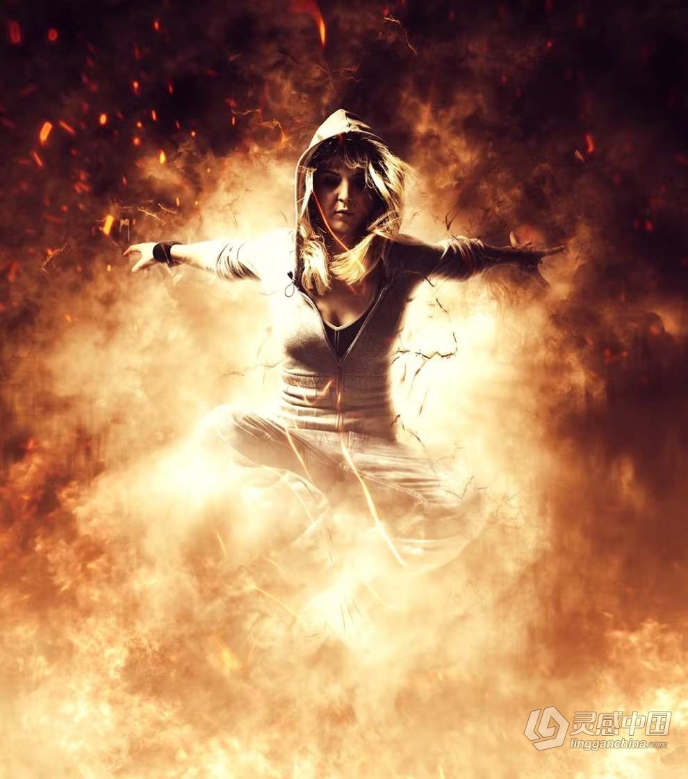 凤凰涅槃烈焰重生火焰特效PS动作 Phoenix Photoshop Action  灵感中国网 www.lingganchina.com