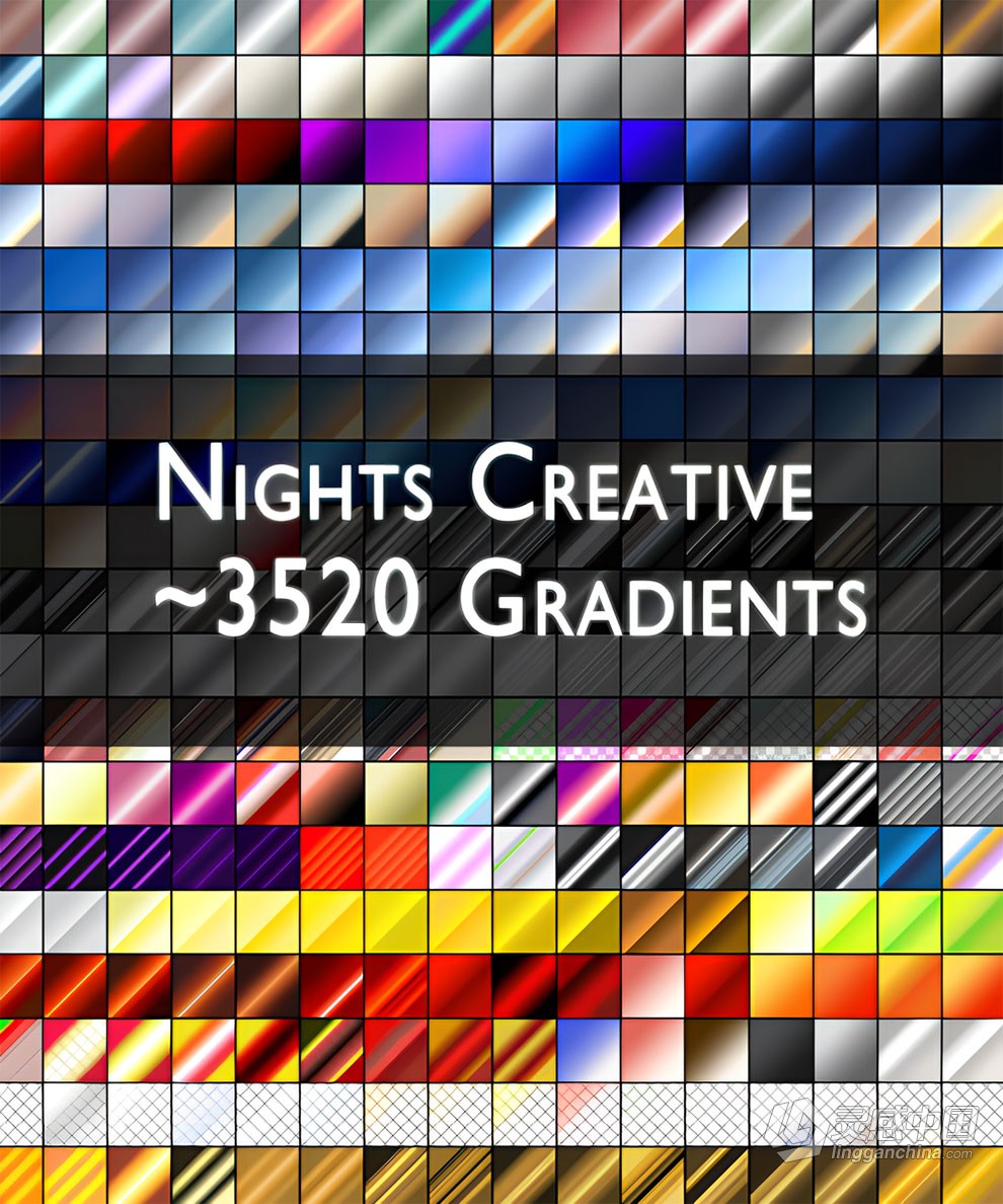 3520个PS渐变样式预设包 3520+ Gradients for Photoshop  灵感中国网 www.lingganchina.com