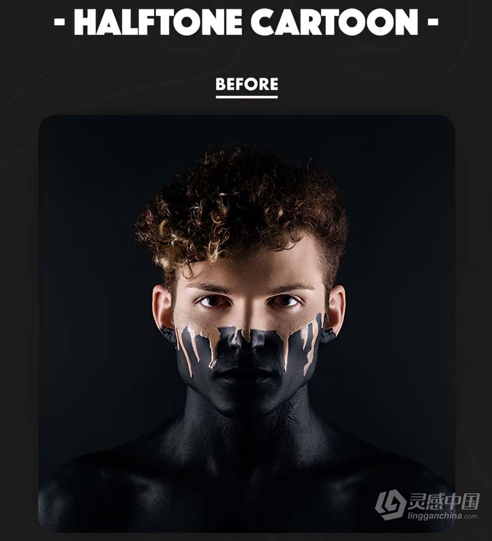 4合1照片转手绘漫画卡通油画半色调效果PS特效动作 4 in 1 Cartoon Bundle Photoshop Actions  灵感中国网 www.lingganchina.com