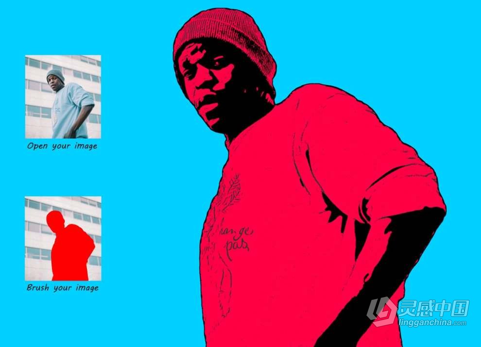 人像照片制作波普艺术矢量海报绘画效果PS动作 Pro Pop Art Photoshop Action  灵感中国网 www.lingganchina.com