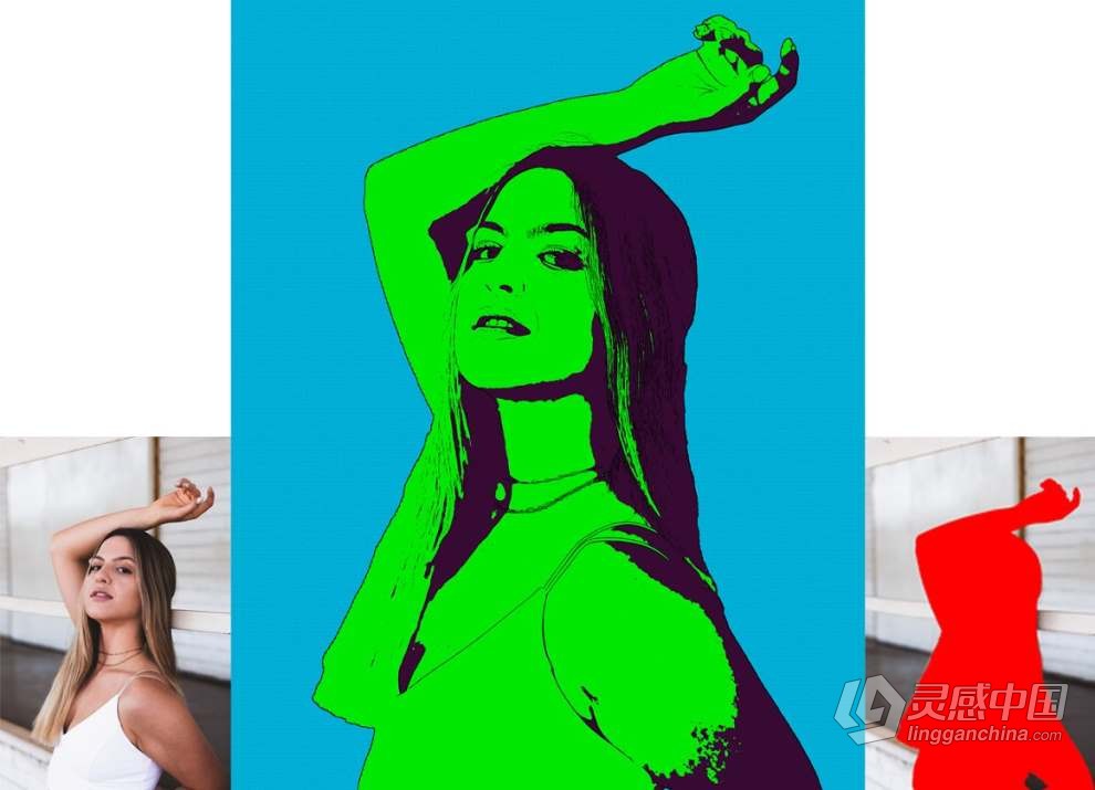 人像照片制作波普艺术矢量海报绘画效果PS动作 Pro Pop Art Photoshop Action  灵感中国网 www.lingganchina.com
