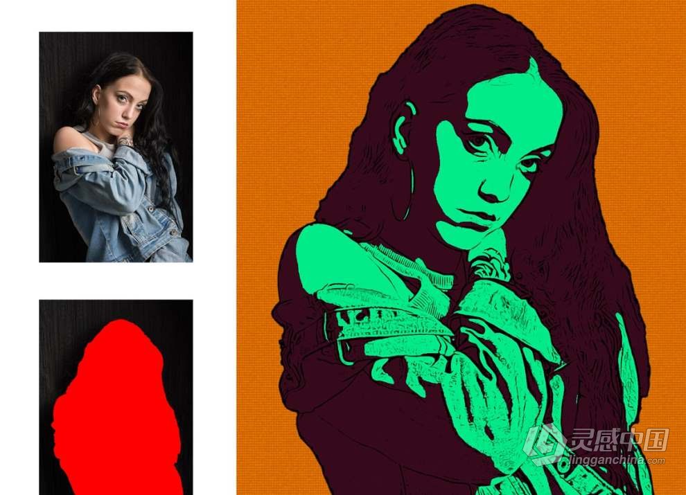 人像照片制作波普艺术矢量海报绘画效果PS动作 Pro Pop Art Photoshop Action  灵感中国网 www.lingganchina.com