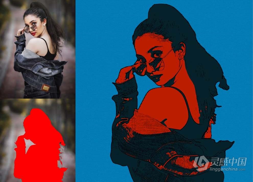 人像照片制作波普艺术矢量海报绘画效果PS动作 Pro Pop Art Photoshop Action  灵感中国网 www.lingganchina.com