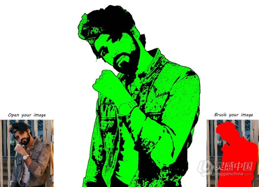 人像照片制作波普艺术矢量海报绘画效果PS动作 Pro Pop Art Photoshop Action  灵感中国网 www.lingganchina.com