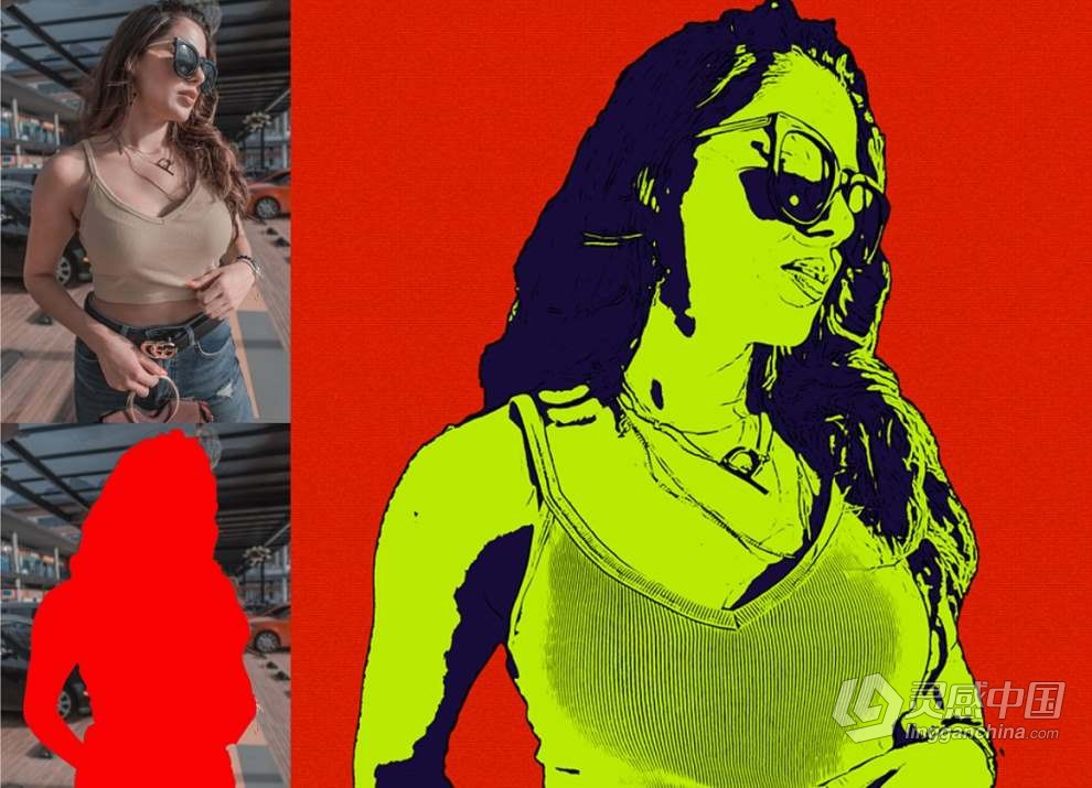 人像照片制作波普艺术矢量海报绘画效果PS动作 Pro Pop Art Photoshop Action  灵感中国网 www.lingganchina.com