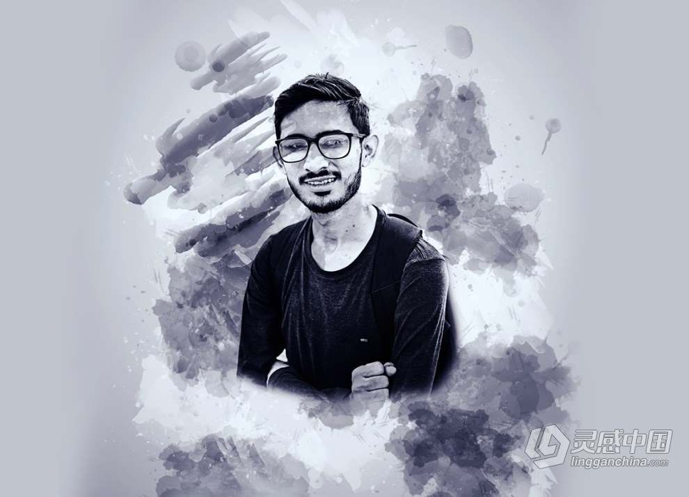 固体水彩艺术肖像Photoshop特效动作 Solid Watercolor Photoshop Action  灵感中国网 www.lingganchina.com