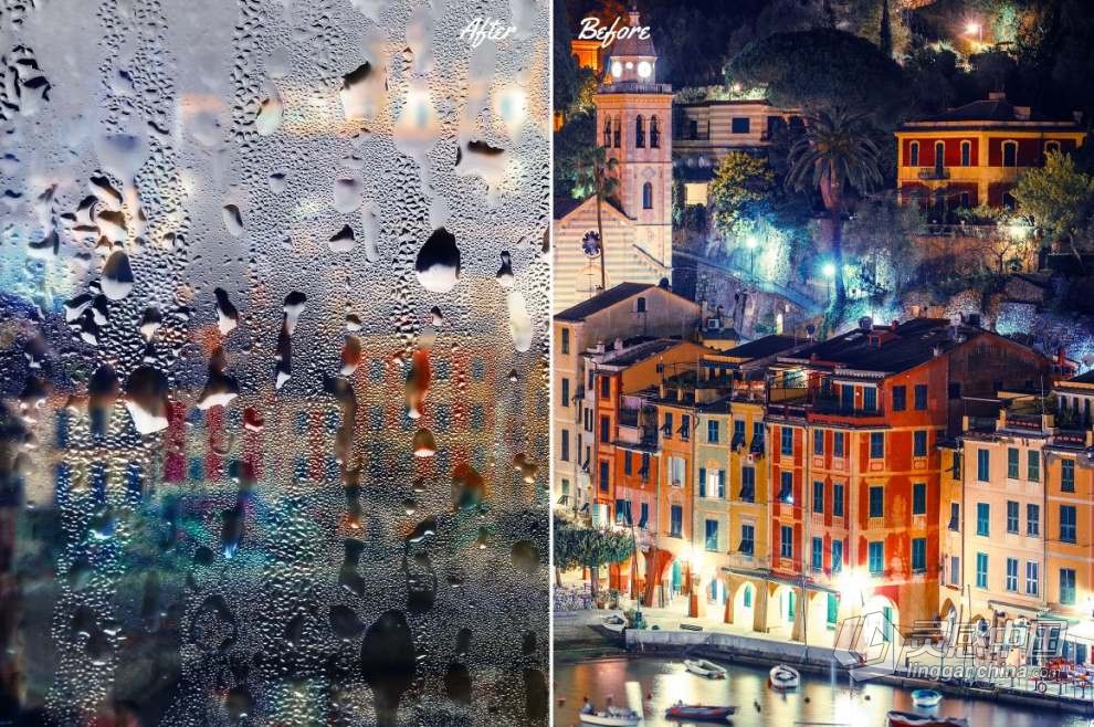照片一键生成朦胧雾气水珠湿玻璃效果PS动作 Foggy, Rainy Window Photoshop Action  灵感中国网 www.lingganchina.com