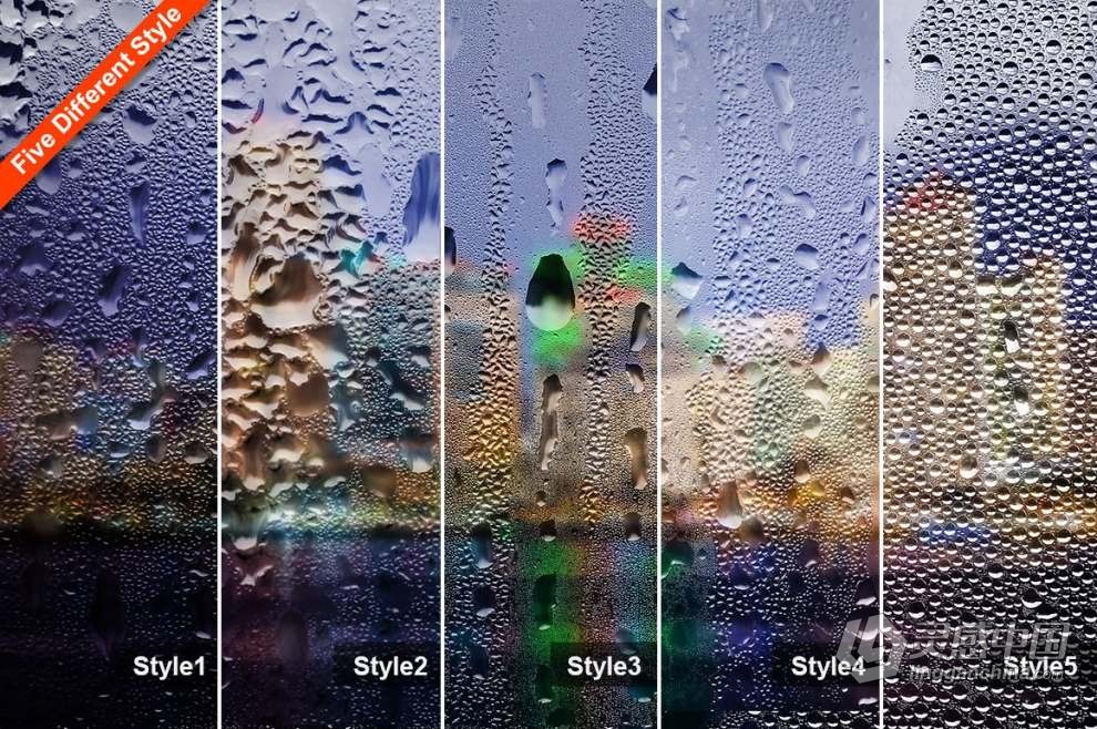 照片一键生成朦胧雾气水珠湿玻璃效果PS动作 Foggy, Rainy Window Photoshop Action  灵感中国网 www.lingganchina.com