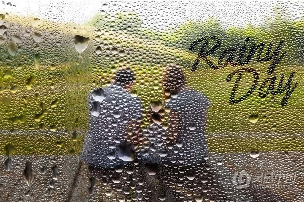 照片一键生成朦胧雾气水珠湿玻璃效果PS动作 Foggy, Rainy Window Photoshop Action  灵感中国网 www.lingganchina.com