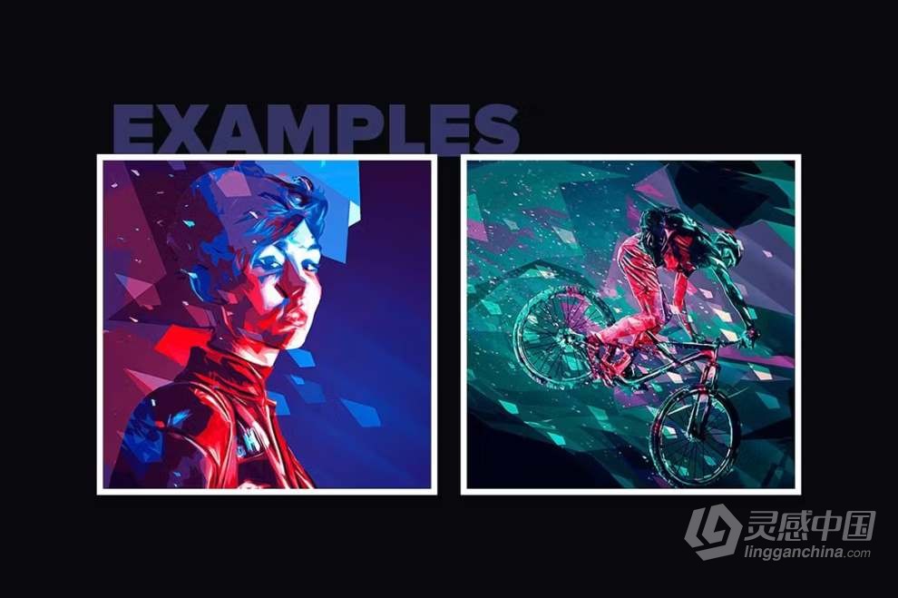 照片彩色晶格化碎片化拼贴融合特效PS动作 Color Fusion Photoshop Actions  灵感中国网 www.lingganchina.com