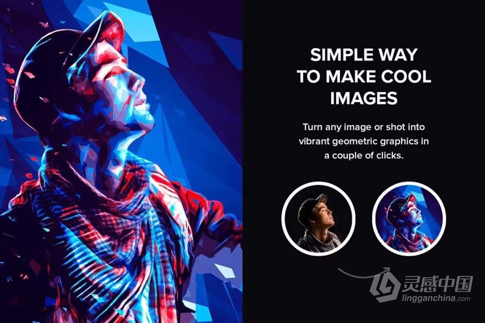 照片彩色晶格化碎片化拼贴融合特效PS动作 Color Fusion Photoshop Actions  灵感中国网 www.lingganchina.com