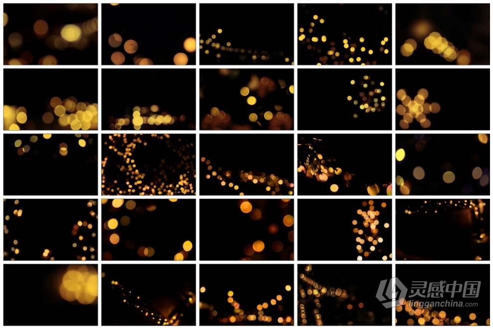 52张金色光斑散景叠加覆盖图片素材+PS动作 Golden Bokeh Photo Overlay Effects  灵感中国网 www.lingganchina.com