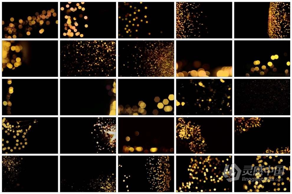 52张金色光斑散景叠加覆盖图片素材+PS动作 Golden Bokeh Photo Overlay Effects  灵感中国网 www.lingganchina.com