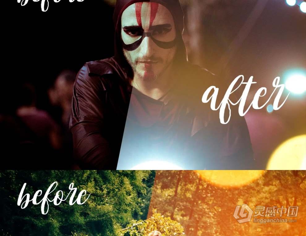 49张自然散景光斑效果叠加图片素材+PS动作 Natural Bokeh Effect  灵感中国网 www.lingganchina.com
