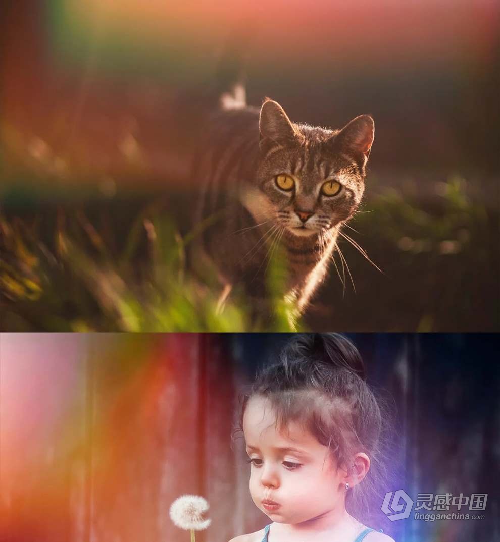 99张自然光线漏光效果叠加图片素材+PS动作 Natural Light Leaks Overlays  灵感中国网 www.lingganchina.com