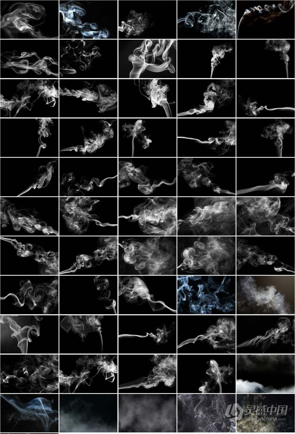 56张逼真的香烟青烟烟雾图片素材+PS动作 Realistic Smoke Overlays Photoshop  灵感中国网 www.lingganchina.com
