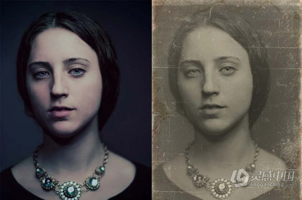 44张精美绝伦的老式旧照片复古纸张效果图片叠加+PS动作 Vintage Old Photo Effect  灵感中国网 www.lingganchina.com