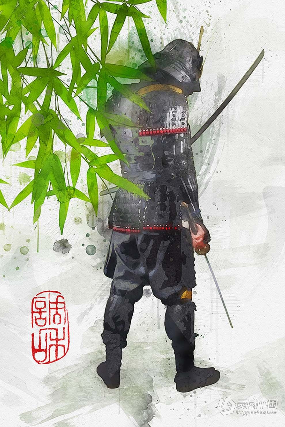 PS特效动作一键生成手绘水墨水彩画效果中国风照片 Asian Watercolor Photoshop Action  灵感中国网 www.lingganchina.com