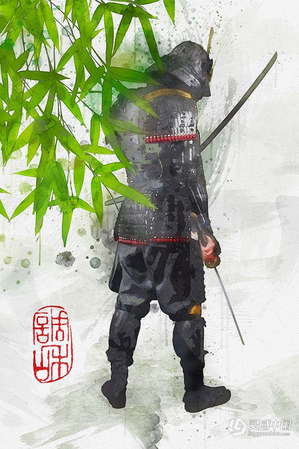 PS特效动作一键生成手绘水墨水彩画效果中国风照片 Asian Watercolor Photoshop Action  灵感中国社区 www.lingganchina.com