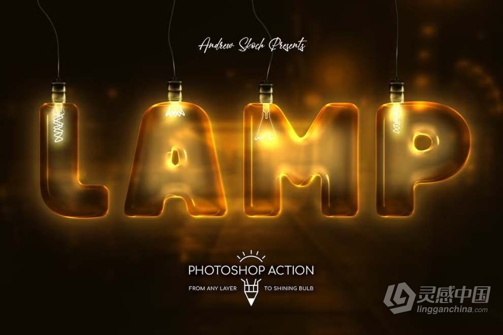 多彩绚丽高品质的逼真震撼时尚灯泡霓虹灯效果PS特效动作 Light Bulb - Photoshop Action  灵感中国网 www.lingganchina.com