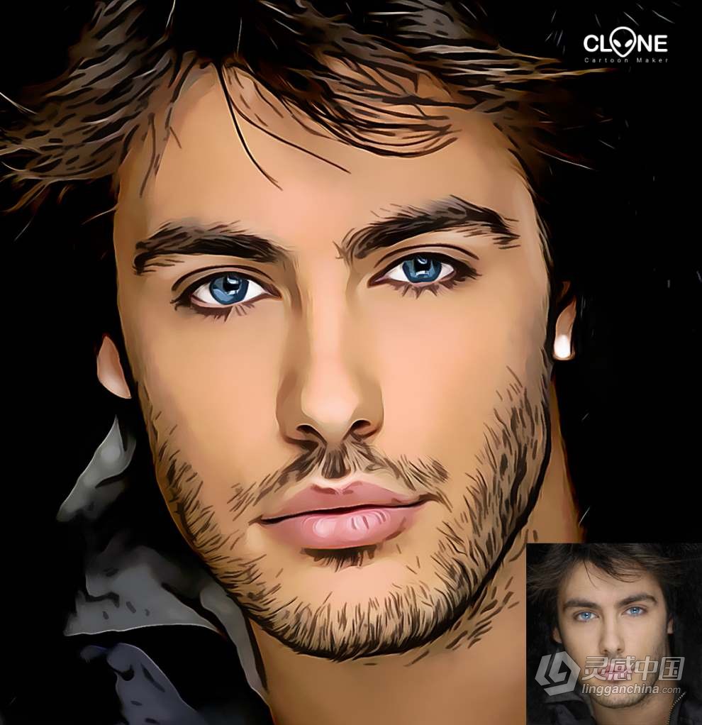卡通人物漫画风格一键生成插件 Cartoon Maker – Clone – Photoshop Plugin 汉化中文版  灵感中国网 www.lingganchina.com