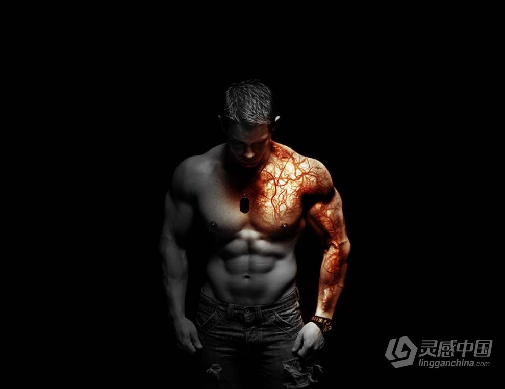 人体静脉毛细血管血液流动效果PS笔刷动作特效 Gif Animated Veins Photoshop Action  灵感中国网 www.lingganchina.com