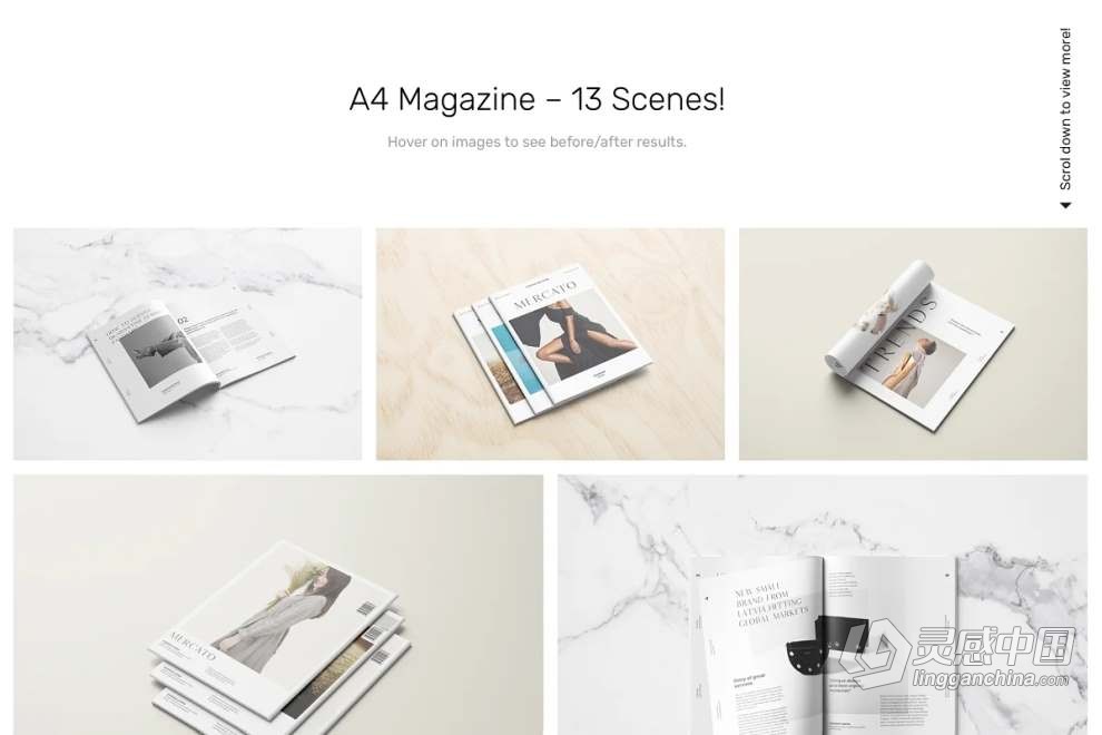 52款书本杂志图书手册装订效果展示PS模型样机 Magazine Mockups – 52 Scenes  灵感中国网 www.lingganchina.com