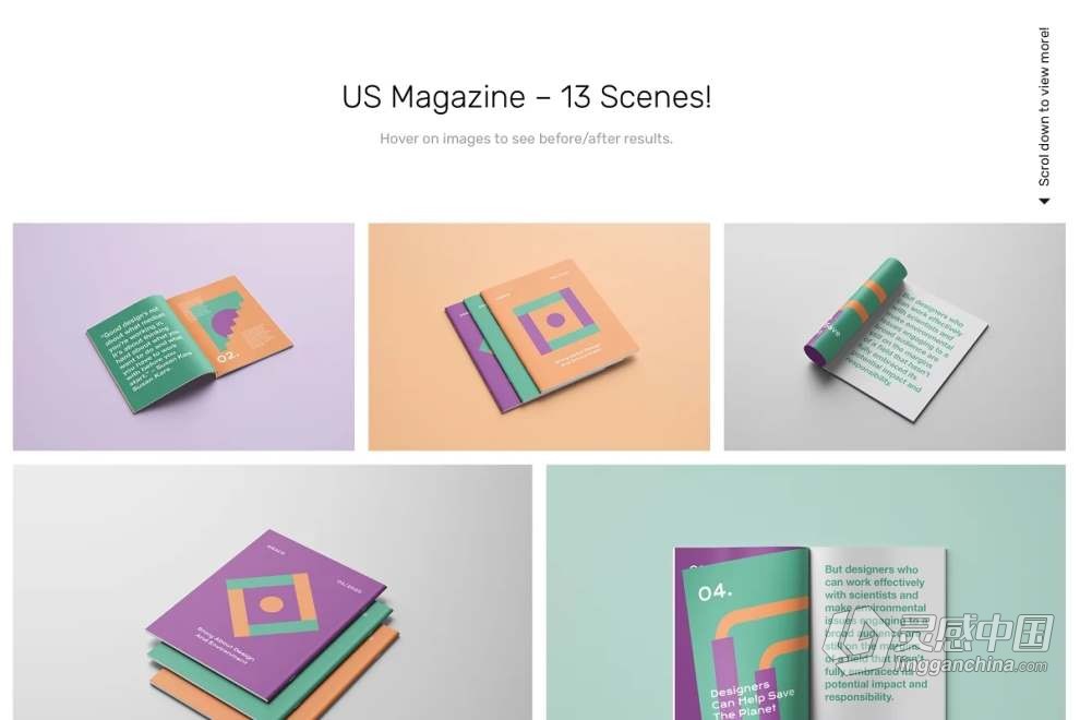 52款书本杂志图书手册装订效果展示PS模型样机 Magazine Mockups – 52 Scenes  灵感中国网 www.lingganchina.com