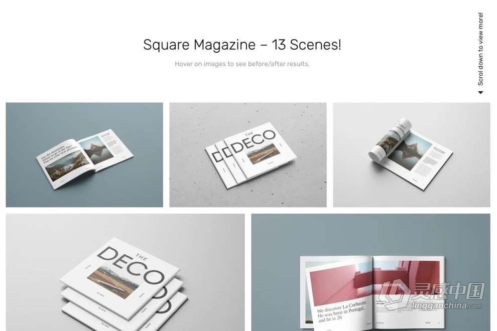 52款书本杂志图书手册装订效果展示PS模型样机 Magazine Mockups – 52 Scenes  灵感中国网 www.lingganchina.com