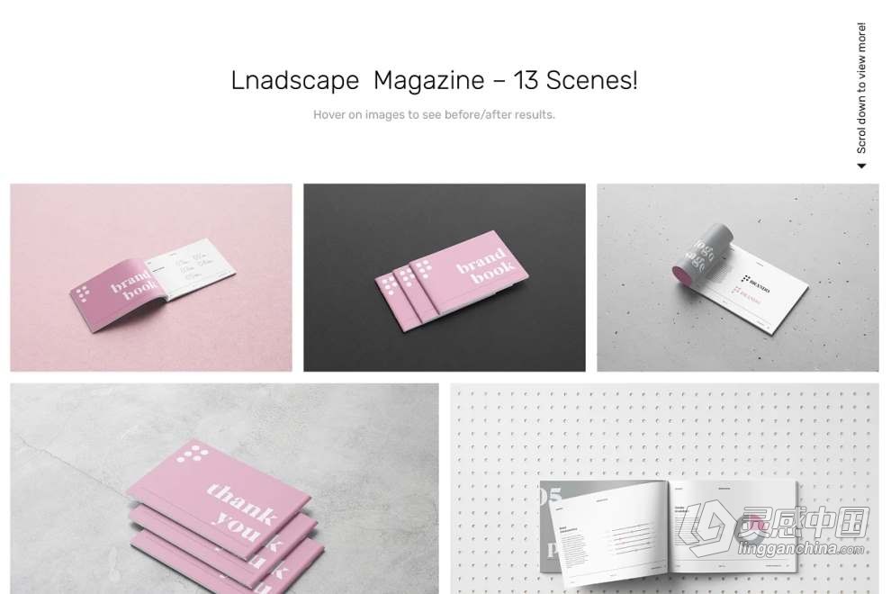 52款书本杂志图书手册装订效果展示PS模型样机 Magazine Mockups – 52 Scenes  灵感中国网 www.lingganchina.com