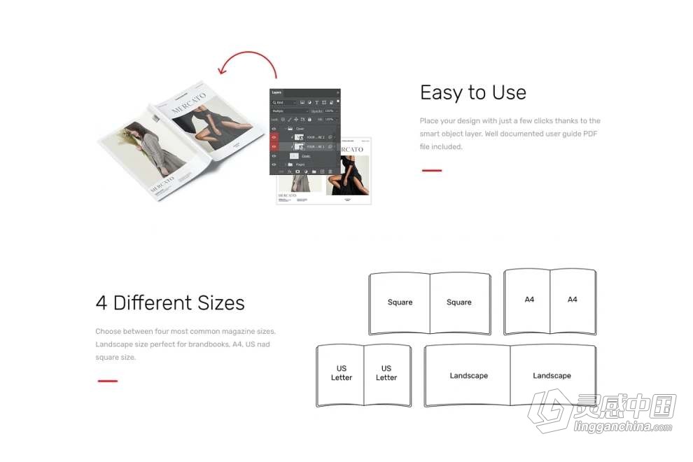 52款书本杂志图书手册装订效果展示PS模型样机 Magazine Mockups – 52 Scenes  灵感中国网 www.lingganchina.com