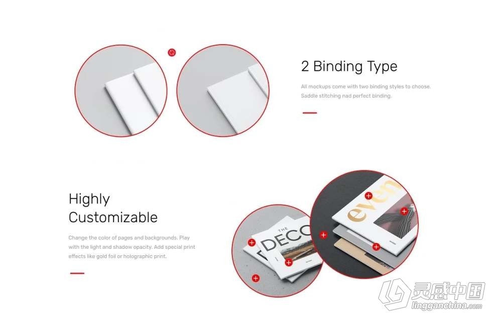52款书本杂志图书手册装订效果展示PS模型样机 Magazine Mockups – 52 Scenes  灵感中国网 www.lingganchina.com