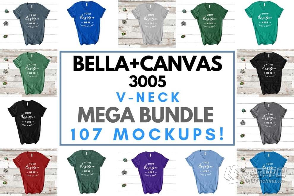 1600+成人儿童T恤背心短袖模型展示PS贴图样机素材 Ultimate T-Shirt Mockup Mega Bundle  灵感中国网 www.lingganchina.com