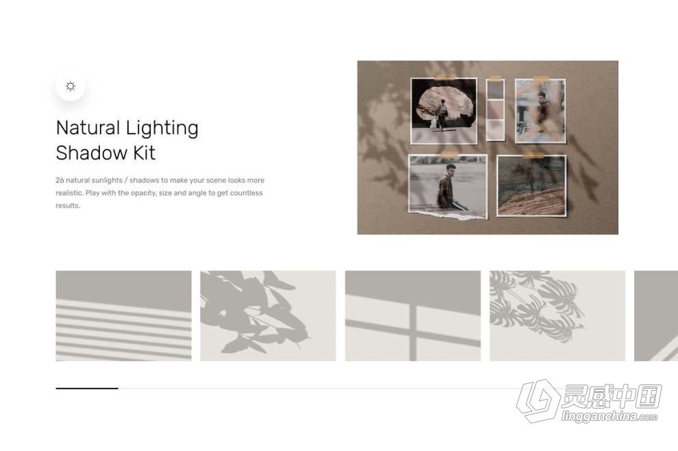 26种自然光线阴影背景纹理叠加情绪板场景模型PS样机 Moodboard Mockups – Scene Creator  灵感中国网 www.lingganchina.com