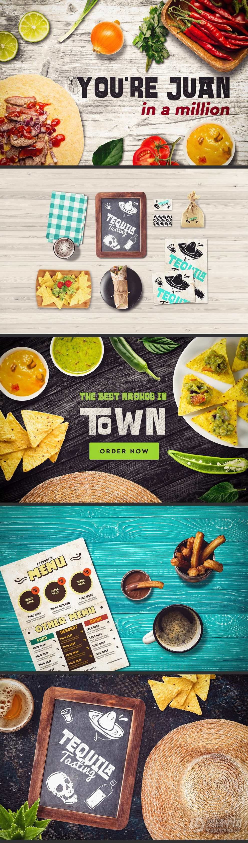 100+餐饮美食食物餐具搭配预制场景创建PS模型样机 Mega Bundle Restaurant Scene Creator  灵感中国网 www.lingganchina.com