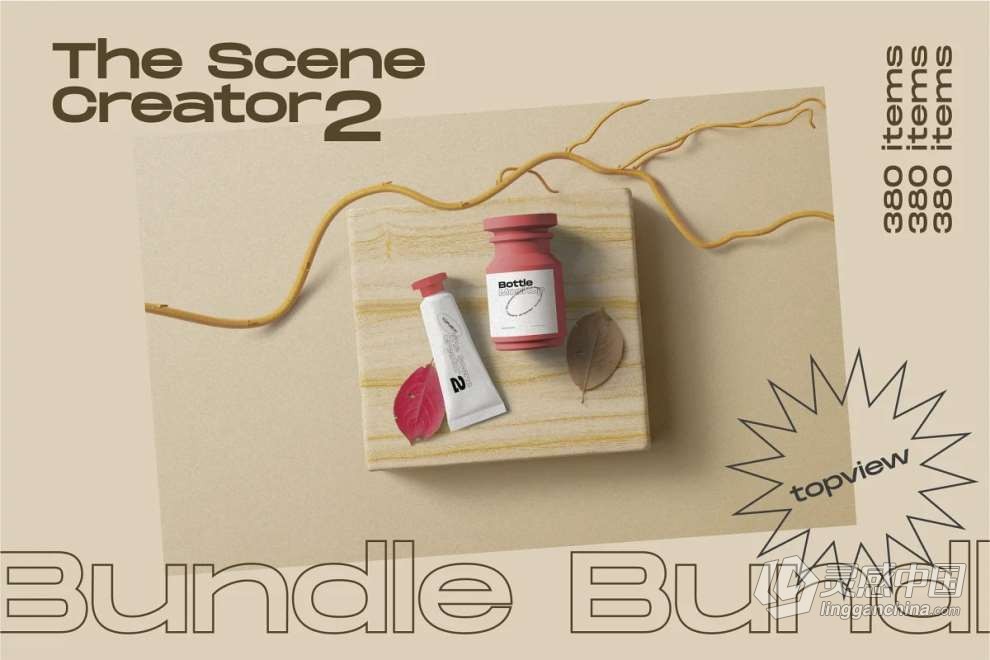 1280种生活日常品牌文具包装文创产品场景展示PS模型样机3合一 The Scene Creator 2 – Bundle 3 in 1  灵感中国社区 www.lingganchina.com