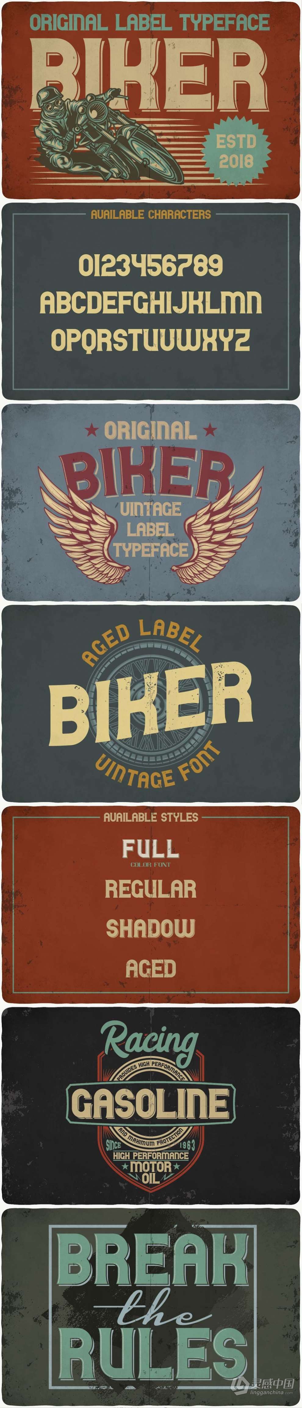 47套253款复古Logo徽标艺术签名游戏海报品牌设计印刷英文字体 Big Vintage Fonts Bundle  灵感中国社区 www.lingganchina.com