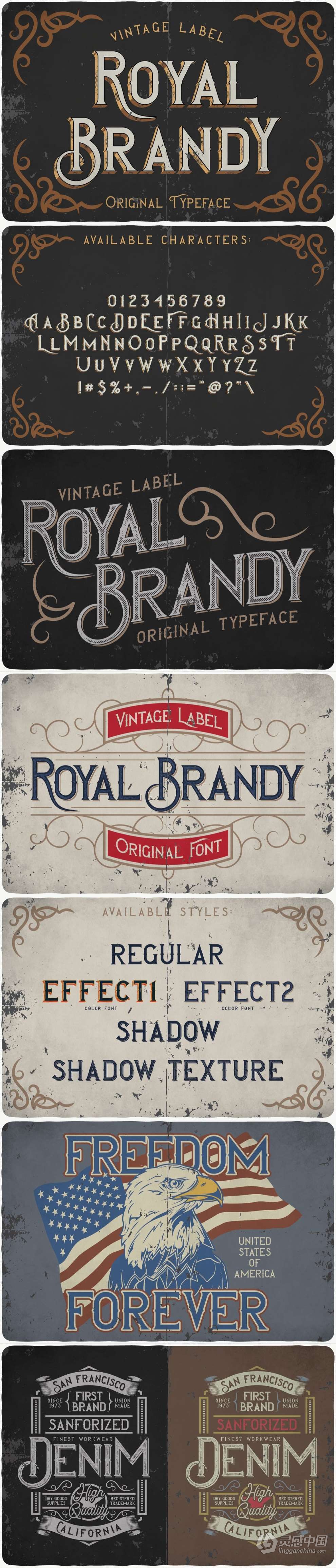 47套253款复古Logo徽标艺术签名游戏海报品牌设计印刷英文字体 Big Vintage Fonts Bundle  灵感中国社区 www.lingganchina.com