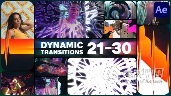 10个动态全屏气泡液体飞溅彩色过渡元素AE模版 Dynamic Transitions for After Effects  灵感中国网 www.lingganchina.com