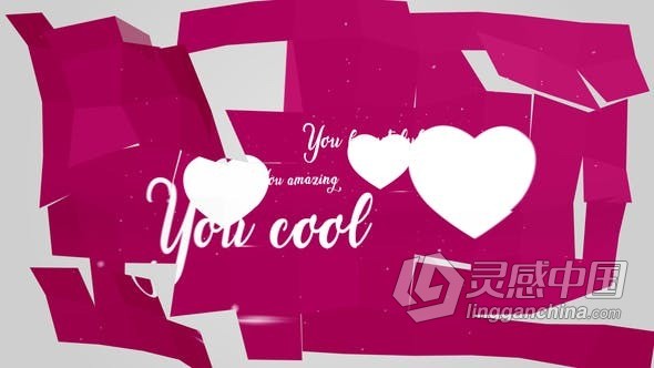 飞行卡片纸张折叠成爱心浪漫标志介绍片头AE模版 Romantic Logo Intro  灵感中国网 www.lingganchina.com