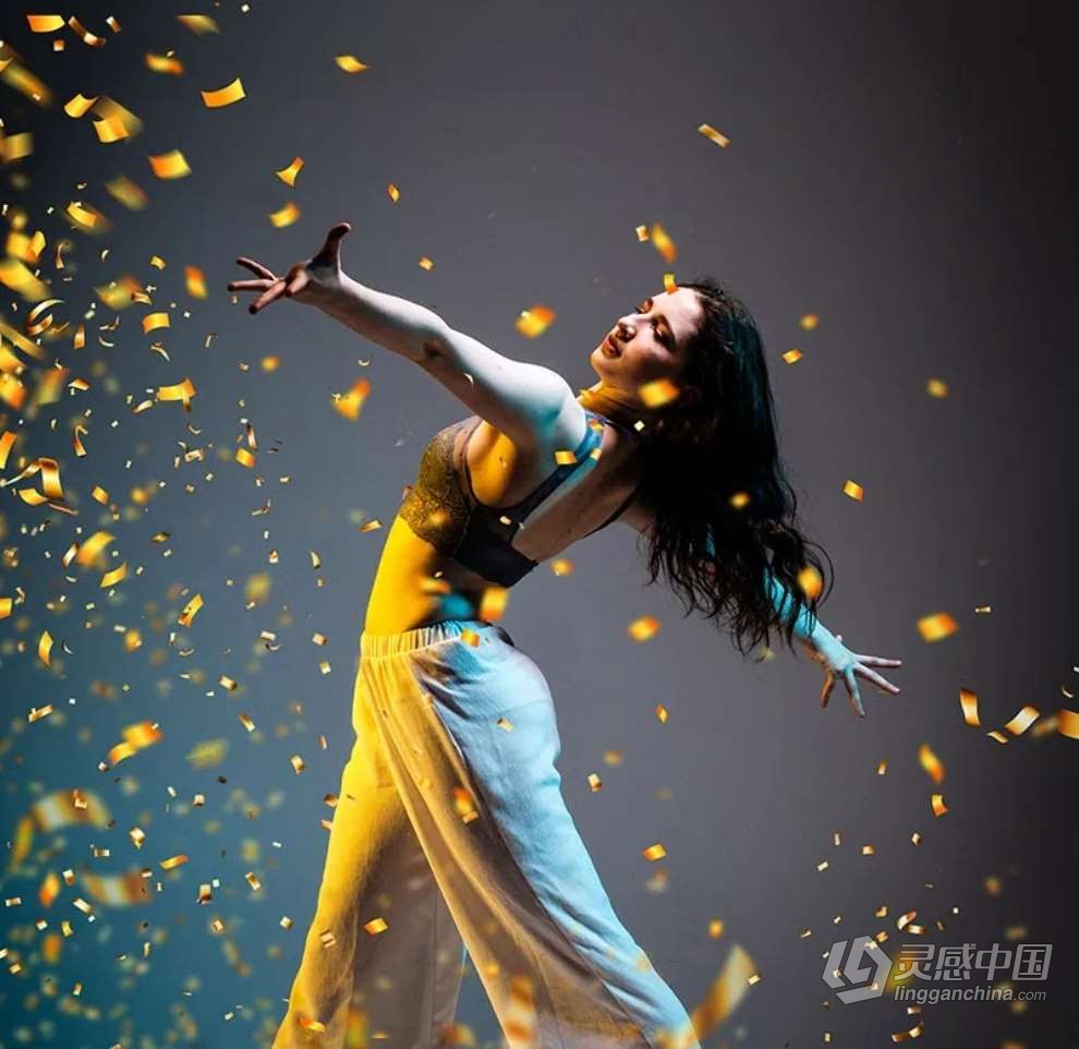 45张金色纸屑喷撒节日婚礼庆祝摄影叠加图片素材 45 Golden Confetti Photoshop Overlays, Glitter  灵感中国网 www.lingganchina.com