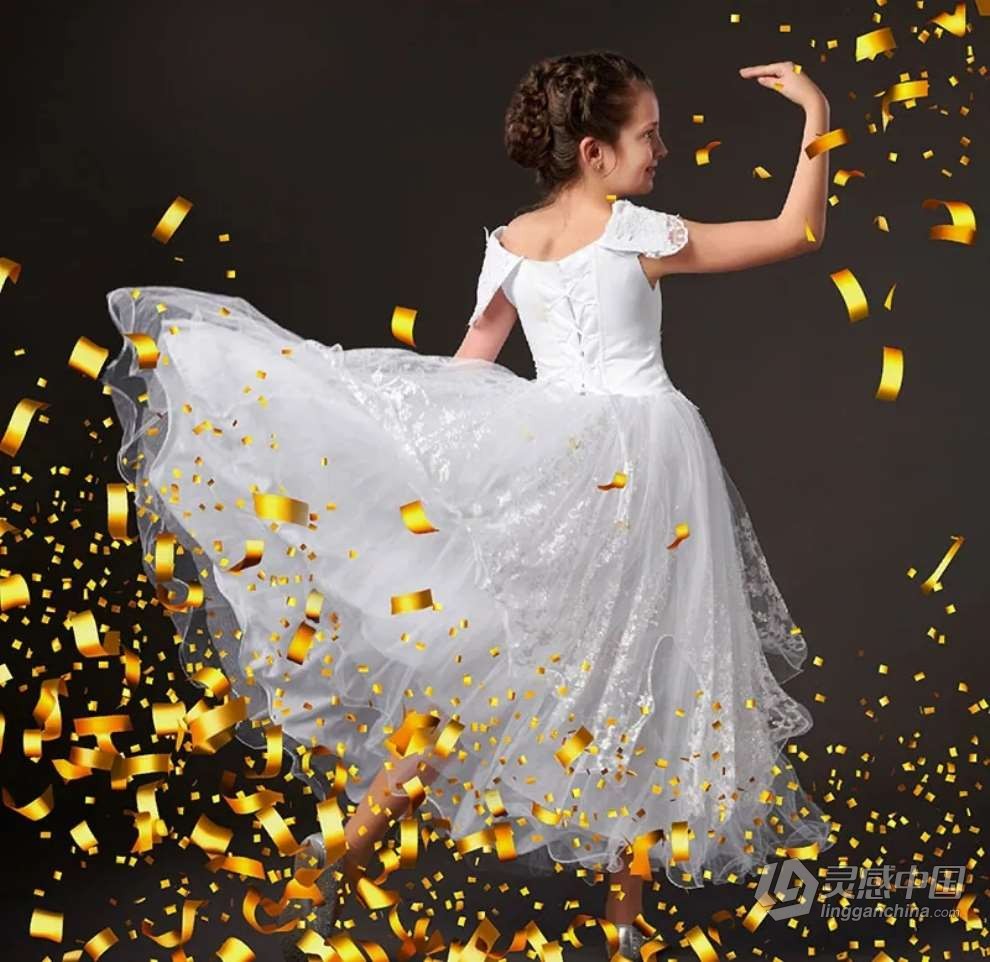 45张金色纸屑喷撒节日婚礼庆祝摄影叠加图片素材 45 Golden Confetti Photoshop Overlays, Glitter  灵感中国网 www.lingganchina.com