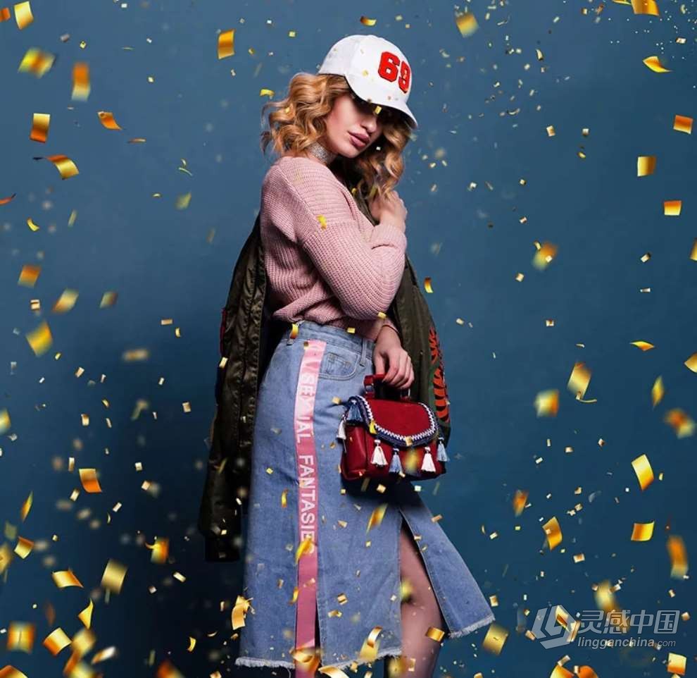 45张金色纸屑喷撒节日婚礼庆祝摄影叠加图片素材 45 Golden Confetti Photoshop Overlays, Glitter  灵感中国网 www.lingganchina.com