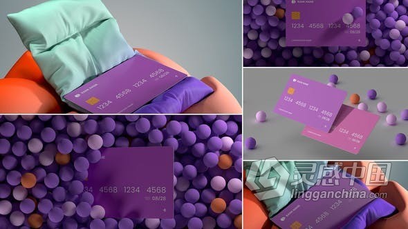 银行卡信用卡会员卡卡片模型展示金融业务介绍AE模版 Credit Card Mockup  灵感中国网 www.lingganchina.com