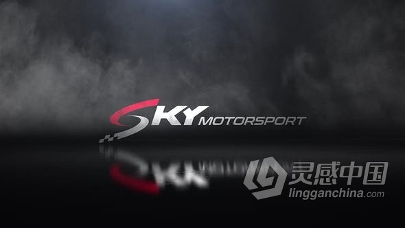 3D烟雾场景车速表快速转动赛车运动标志揭晓AE模版 Motorsport Logo Reveal  灵感中国网 www.lingganchina.com
