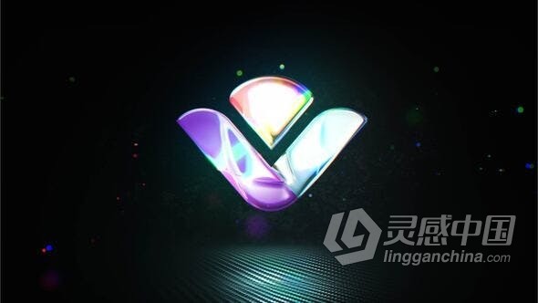 彩色光泽光斑粒子标志动画AE模版 Glossy Particle Logo  灵感中国网 www.lingganchina.com